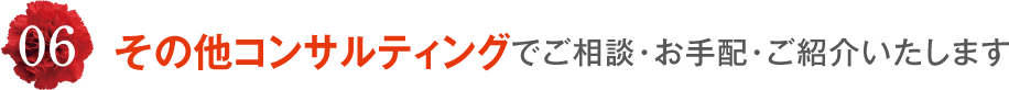 06 その他コンサルティングでご相談・お手配・ご紹介いたします